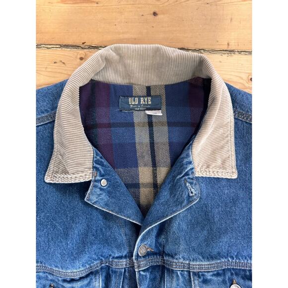 VINTAGE Old Rye Denim Barn Jacket Coat Mens XXL Corduroy Collar Flannel Lined - Picture 4 of 12